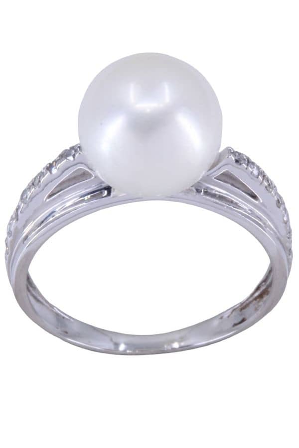 BAGUE PERLE ET DIAMANTS, photo 2 sur 3