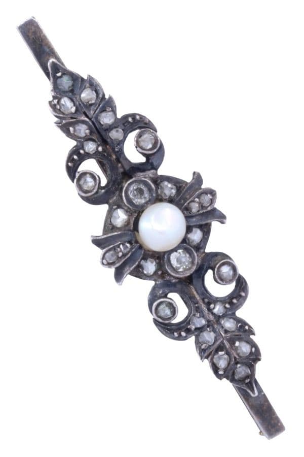 Broche Art-Nouveau Perle et Diamants