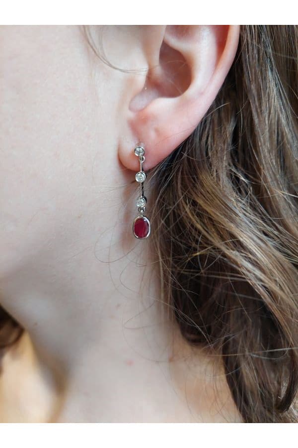 Boucles D 'oreilles Rubis et Diamants - photo 2