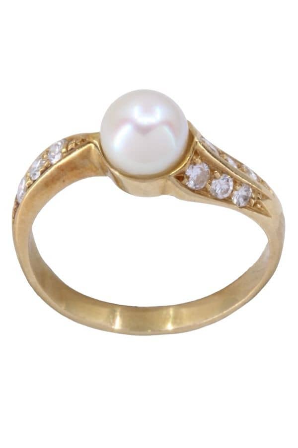 BAGUE PERLE ET DIAMANTS, photo 2 sur 3