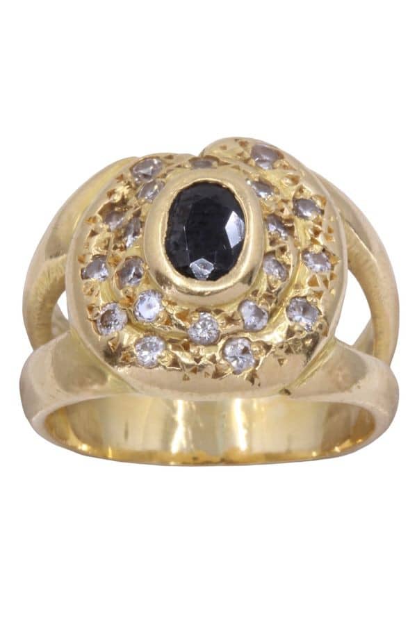 BAGUE MODERNE SAPHIR ET DIAMANTS, photo 2 sur 3