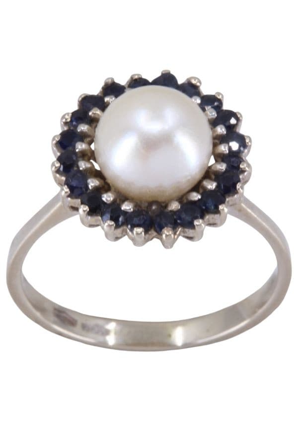 Bague Moderne Perle et Saphirs