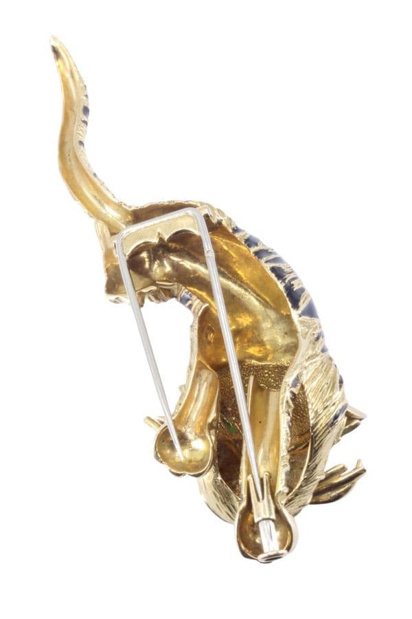 Broche Tigre Émail et Émeraudes - photo 3