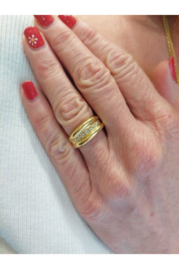 Bague Jonc Godronnée Diamants - photo 2