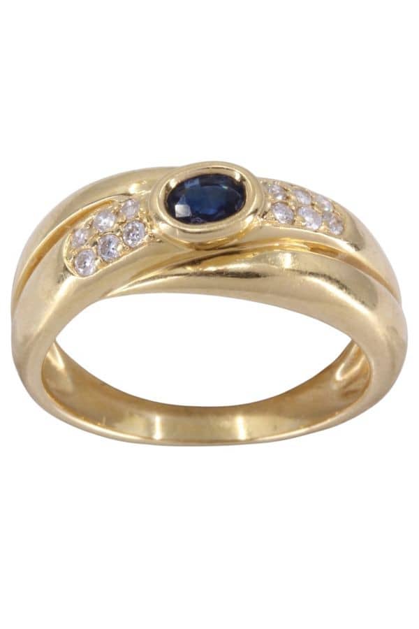 BAGUE SAPHIR ET DIAMANTS, photo 2 sur 3