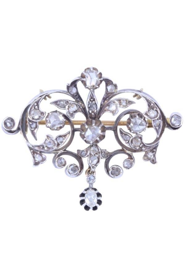 BROCHE ART-NOUVEAU DIAMANTS, photo 2 sur 3