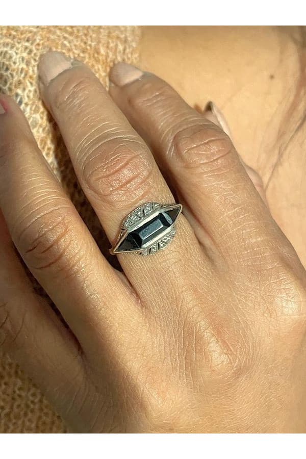Bague Onyx et Diamants Napoléon Iii - photo 2