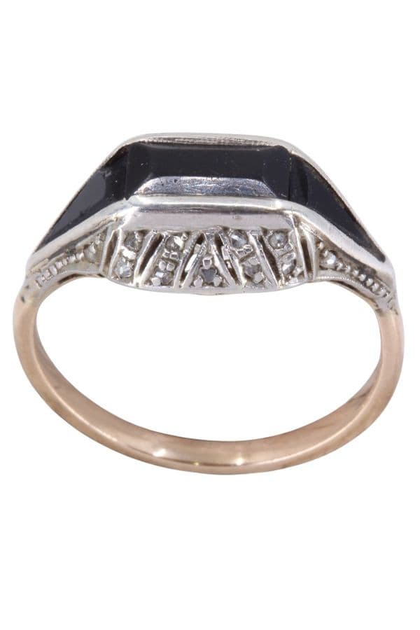 Bague Onyx et Diamants Napoléon Iii
