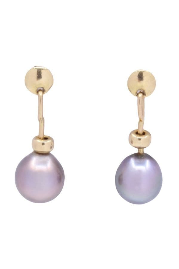 Boucles d'Oreilles Pendantes Perles Tahiti