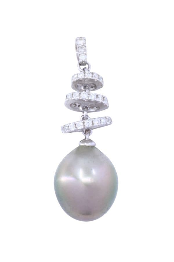 Pendentif Perle de Tahiti et Diamants