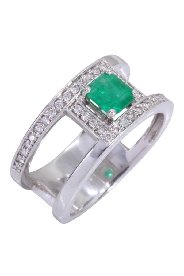 Bague Moderne Émeraude et Diamants - photo 3
