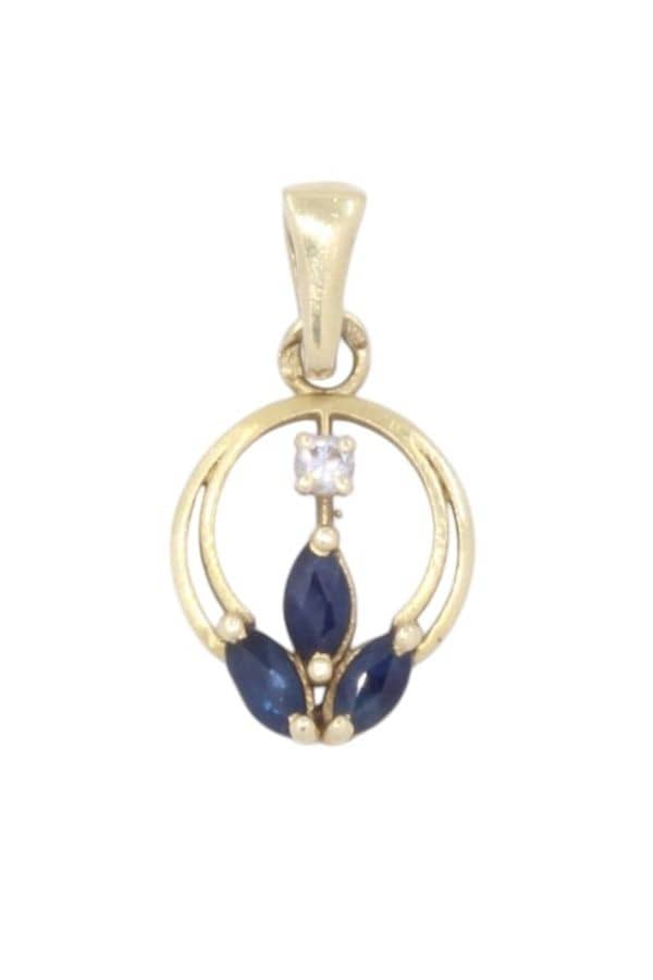 PENDENTIF SAPHIRS ET DIAMANT, photo 2 sur 3