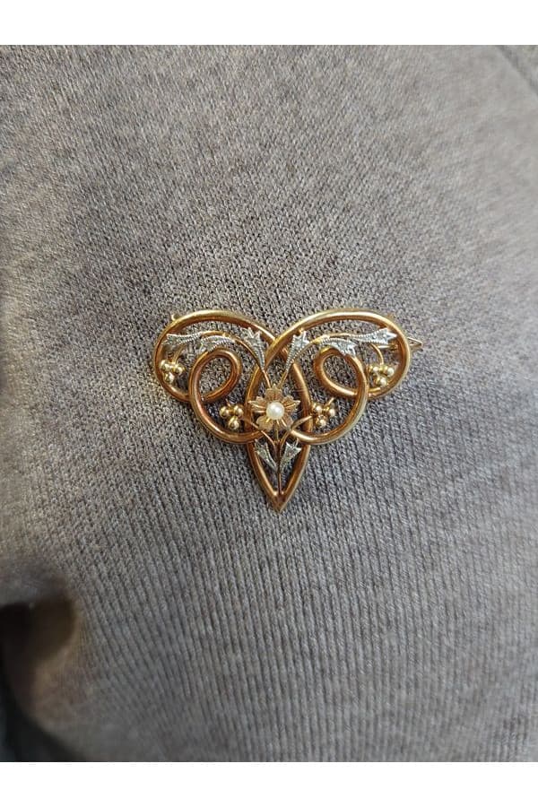 Broche Art-Nouveau Perle et Diamants - photo 2