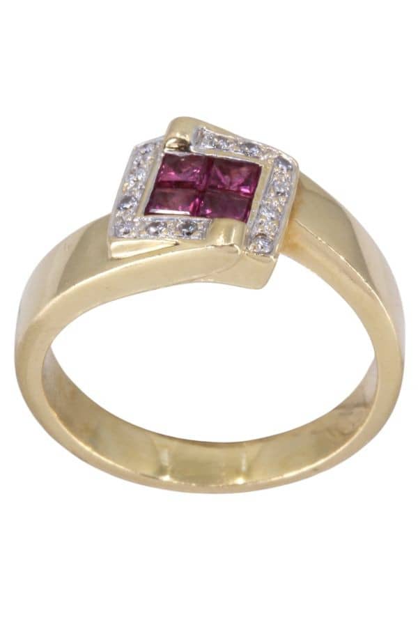 BAGUE MODERNE RUBIS ET DIAMANTS, photo 2 sur 3