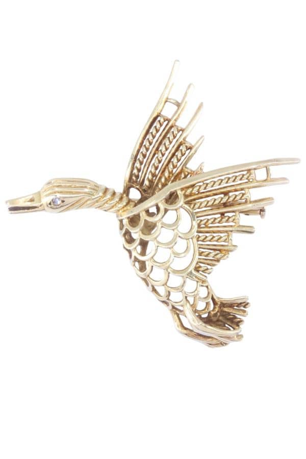 BROCHE CANARD EN VOL DIAMANT, photo 2 sur 3