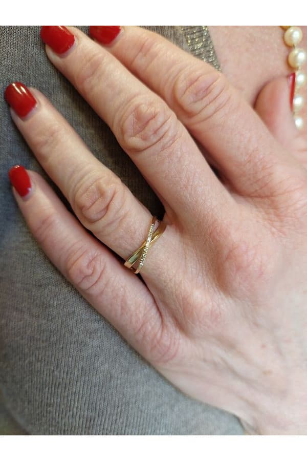 Bague Moderne Entrelacée Diamants - photo 2