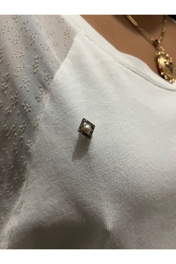 Épingle Art-Nouveau Perle et Diamants - photo 2
