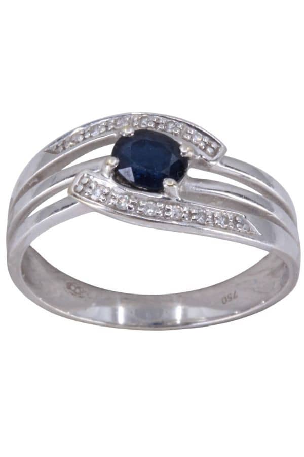 BAGUE MODERNE SAPHIR ET DIAMANTS, photo 2 sur 3