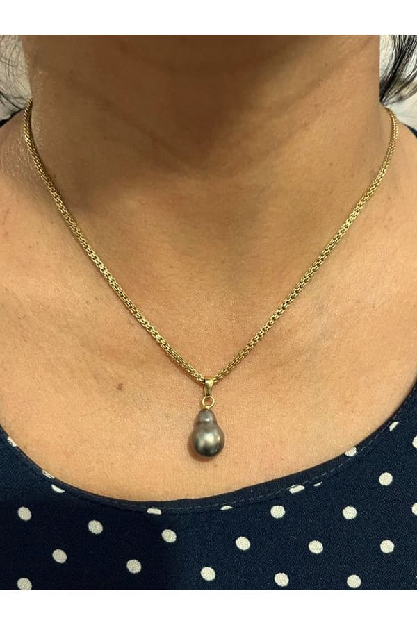Pendentif Perle Noire Baroque - photo 2