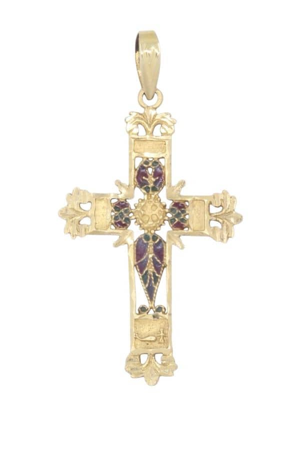 CROIX ANCIENNE ÉMAILLÉE, photo 2 sur 3