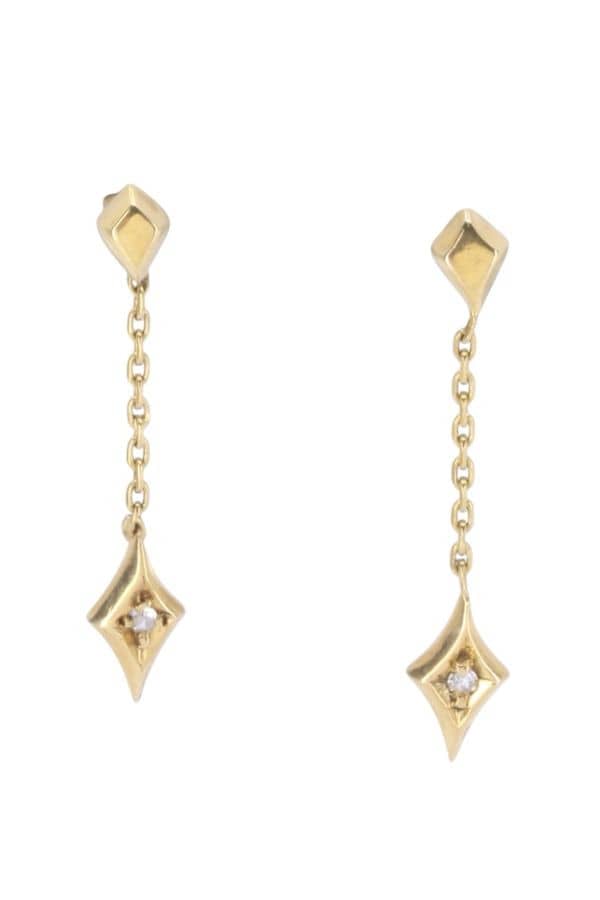 BOUCLES D'OREILLES PENDANTES DIAMANTS, photo 2 sur 3