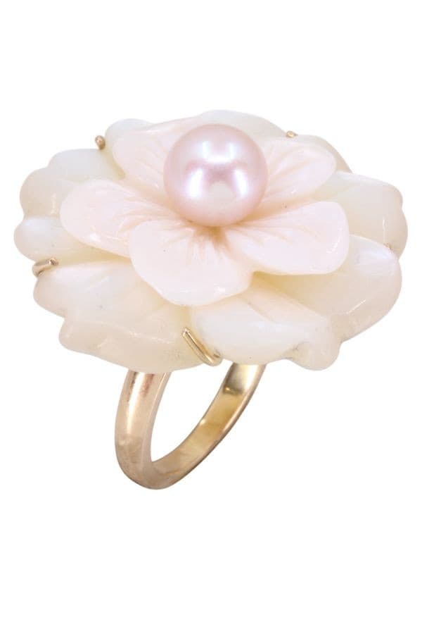 Bague Fleur Nacre et Perle Rose - photo 2