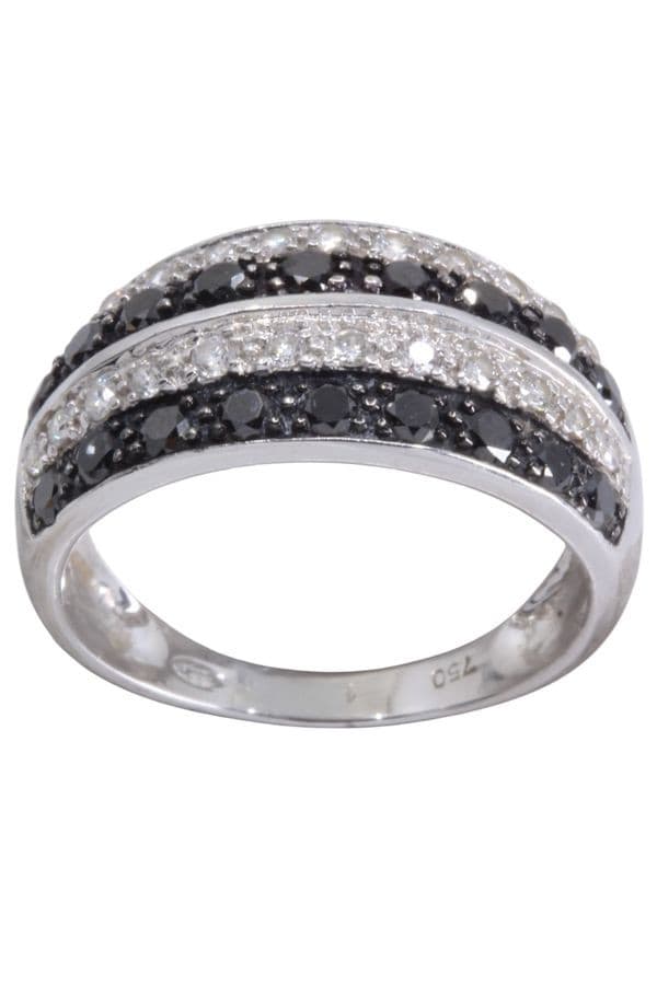 Bague Moderne Diamants Noirs et Blancs