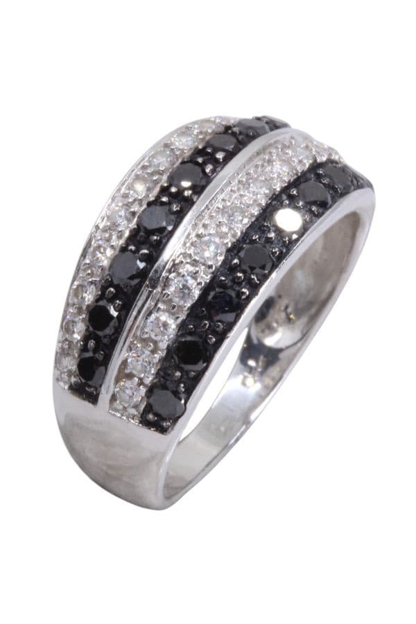 Bague Moderne Diamants Noirs et Blancs - photo 3