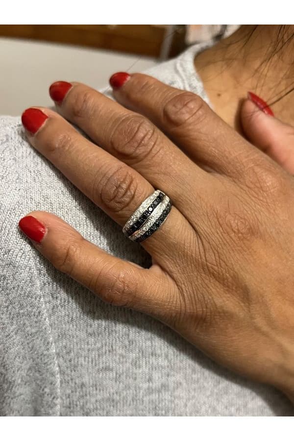 Bague Moderne Diamants Noirs et Blancs - photo 2