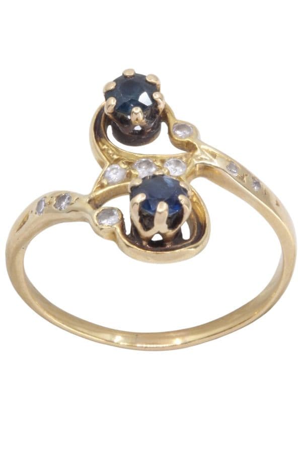 Bague Toi et Moi Saphirs et Diamants