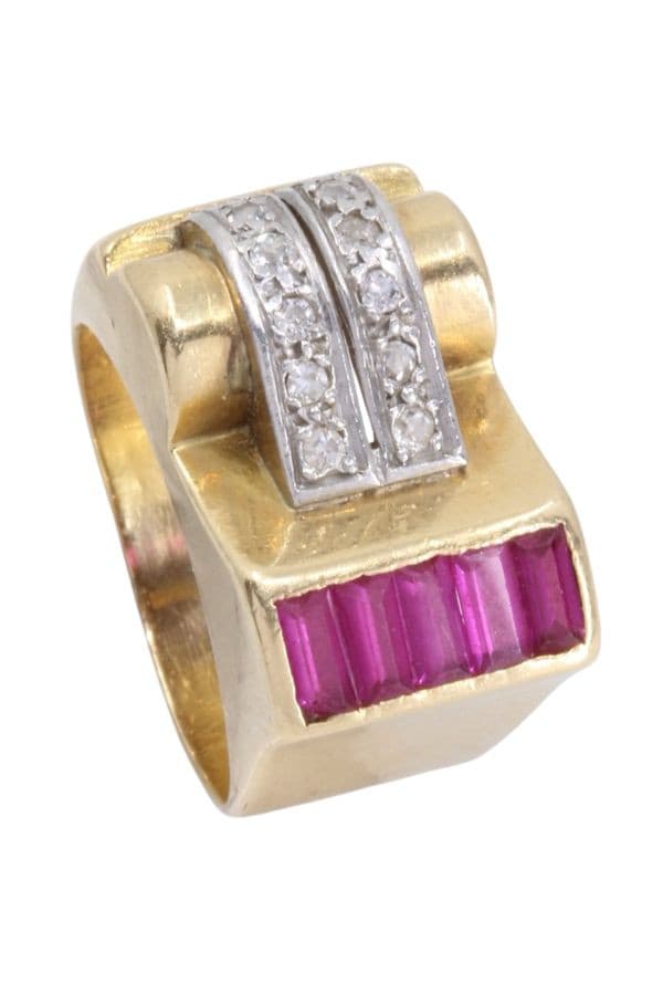Bague Tank Rubis et Diamants - photo 5