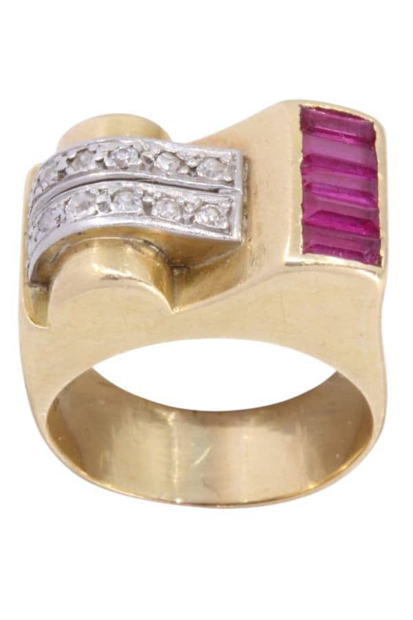 BAGUE TANK RUBIS ET DIAMANTS, photo 2 sur 3