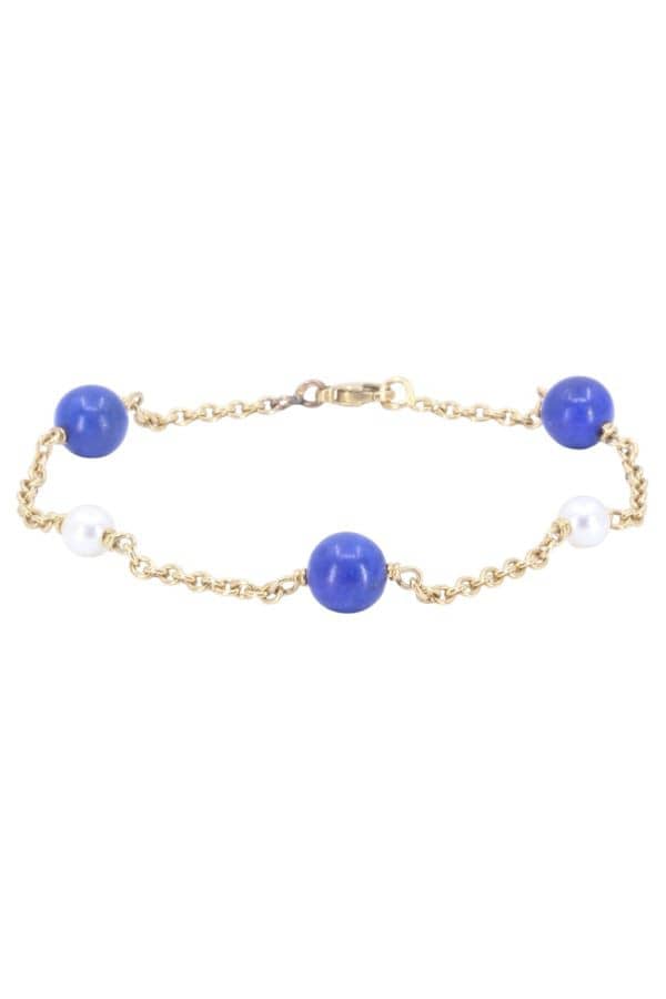 BRACELET PERLES ET LAPIS LAZULI, photo 1 sur 2