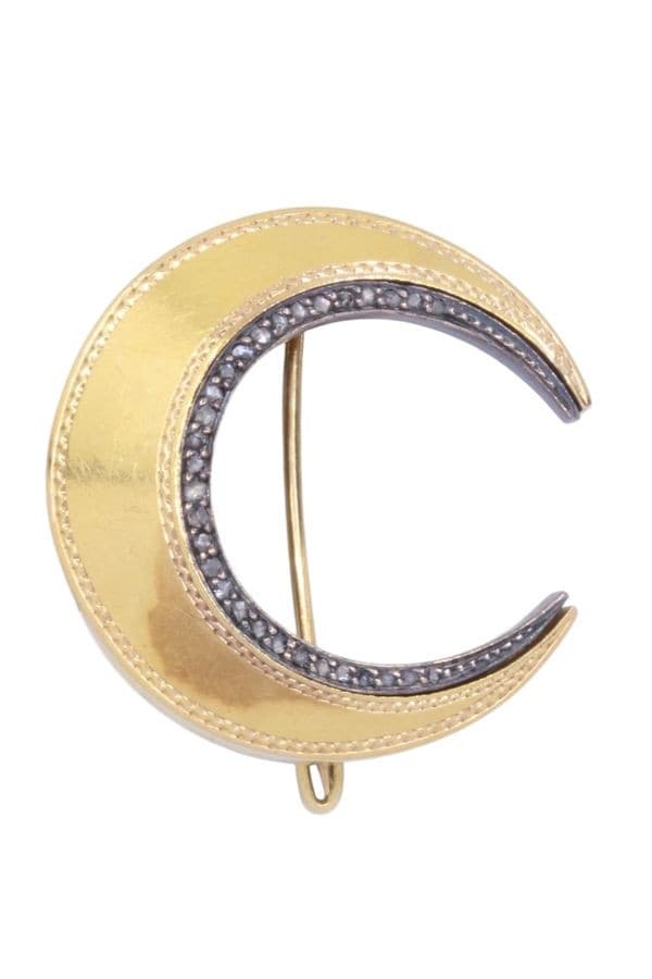 Broche Lune Ancienne Diamants