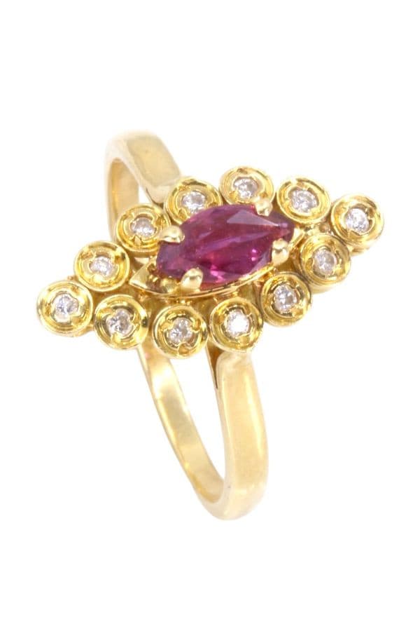 Bague Marquise Rubis Diamants - photo 5