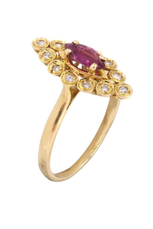Bague Marquise Rubis Diamants - photo 3