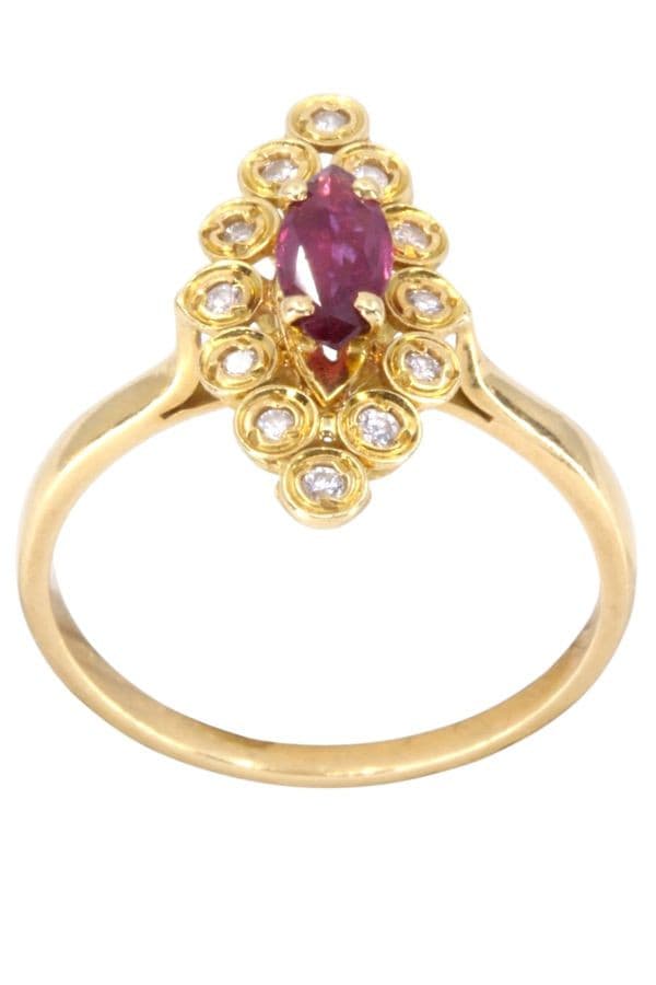 Bague Marquise Rubis Diamants