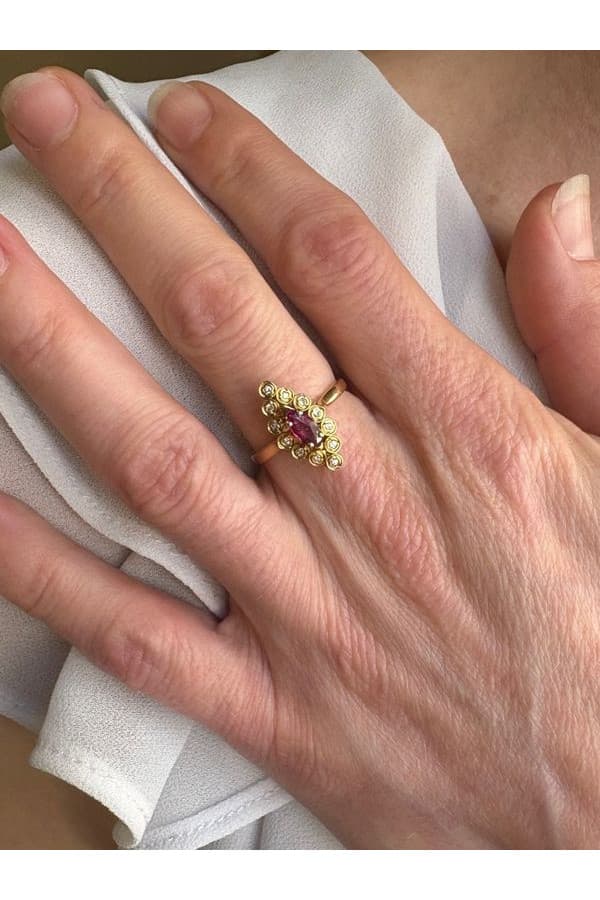 Bague Marquise Rubis Diamants - photo 2