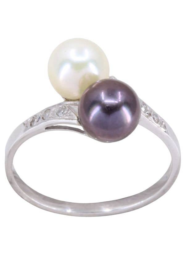 BAGUE TOI ET MOI PERLES ET DIAMANTS, photo 2 sur 3