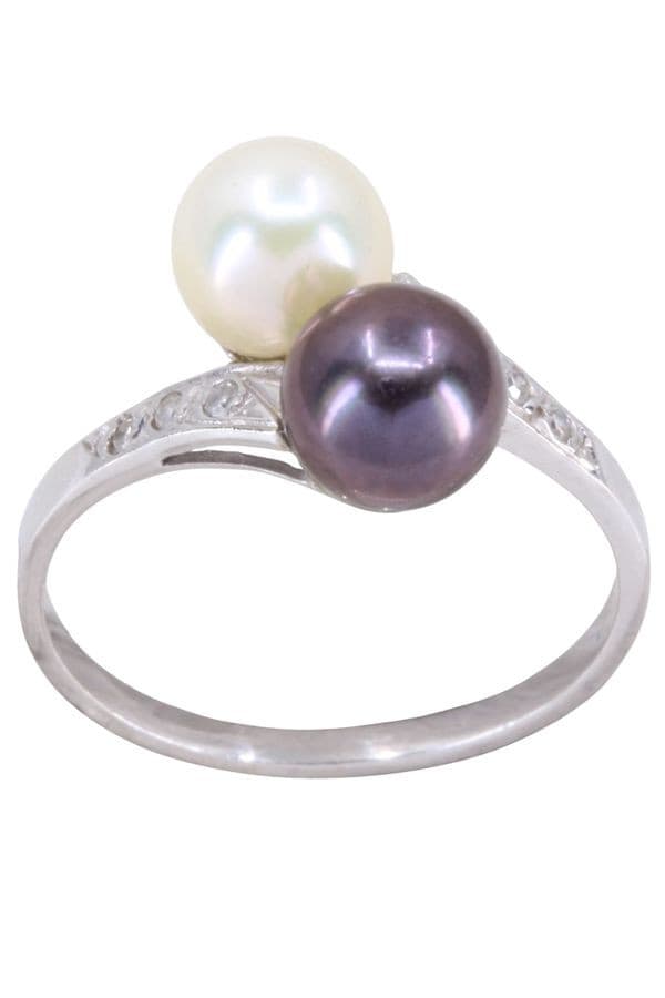 Bague Toi et Moi Perles et Diamants