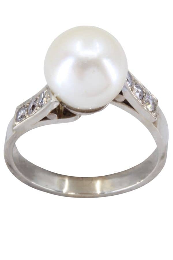 BAGUE PERLE ET DIAMANTS, photo 2 sur 3