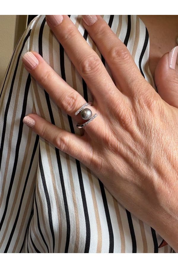 Bague Moderne Perle Grise - photo 2
