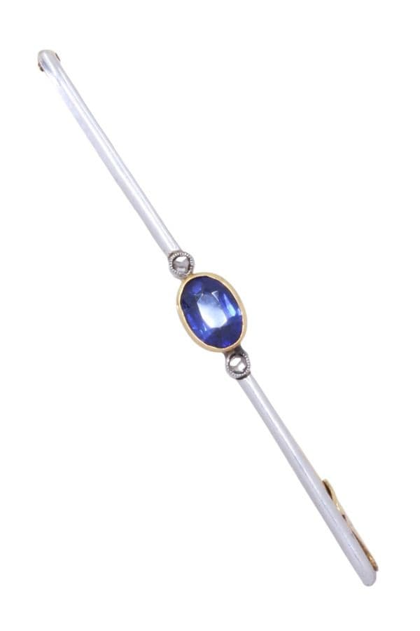 Broche Barrette Saphir et Diamants - photo 2