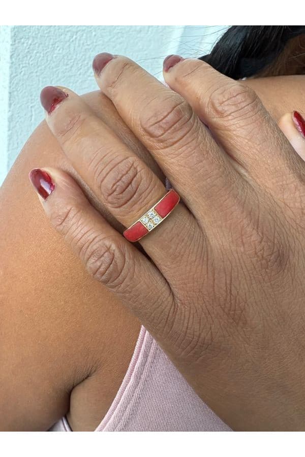 Bague Corail et Diamants - photo 2