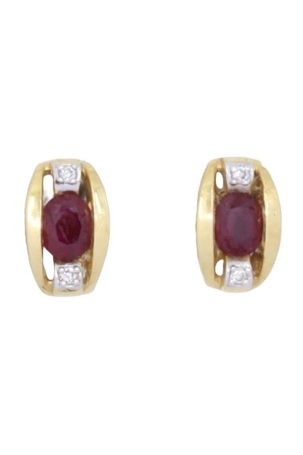 Boucles d'Oreilles Rubis et Diamants