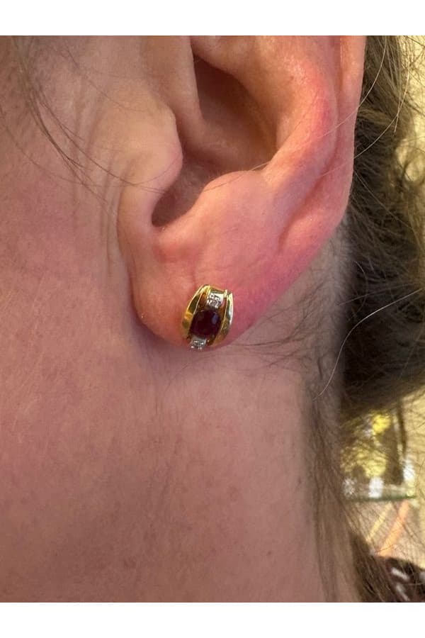Boucles d'Oreilles Rubis et Diamants - photo 2