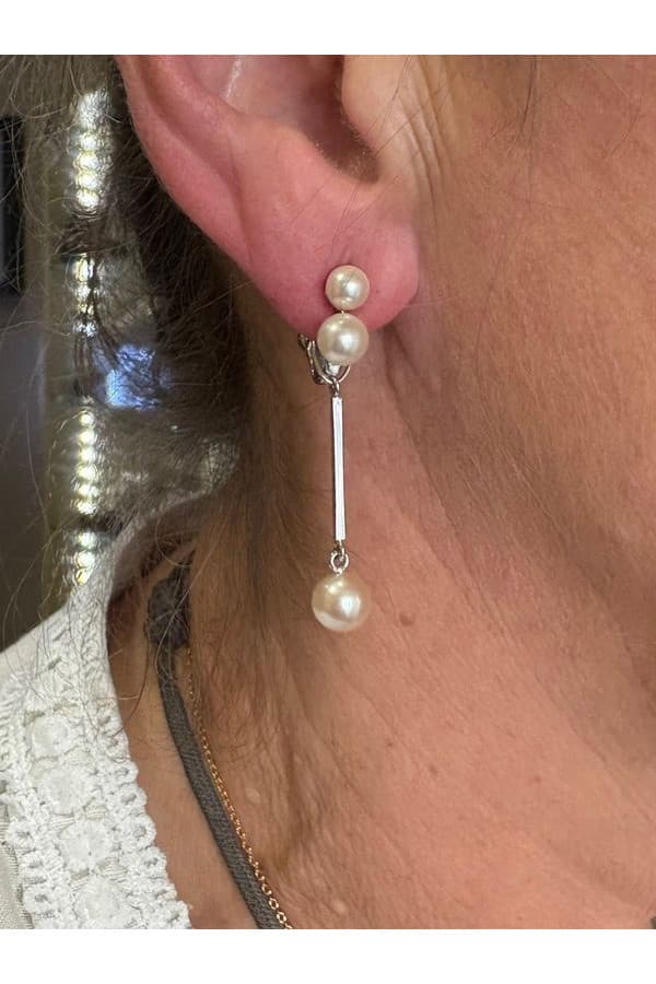 Boucles d'Oreilles Pendantes Perles - photo 2