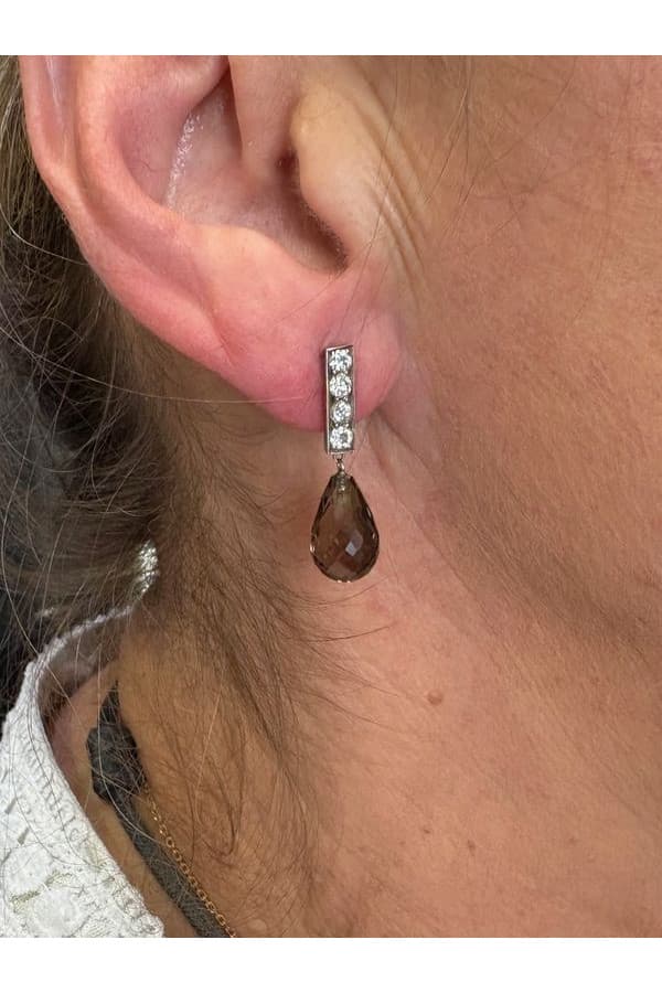 Boucles d'Oreilles Quartz et Diamants - photo 2