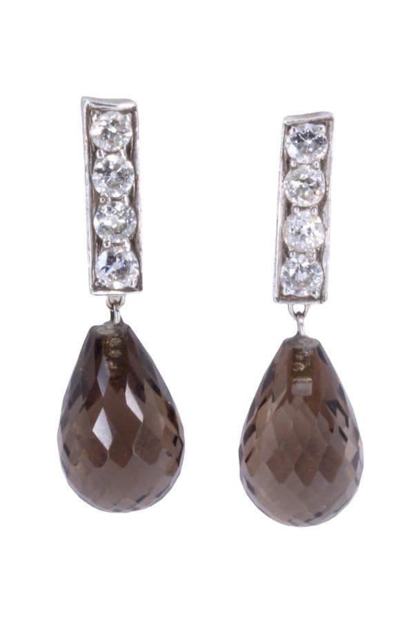 Boucles d'Oreilles Quartz et Diamants