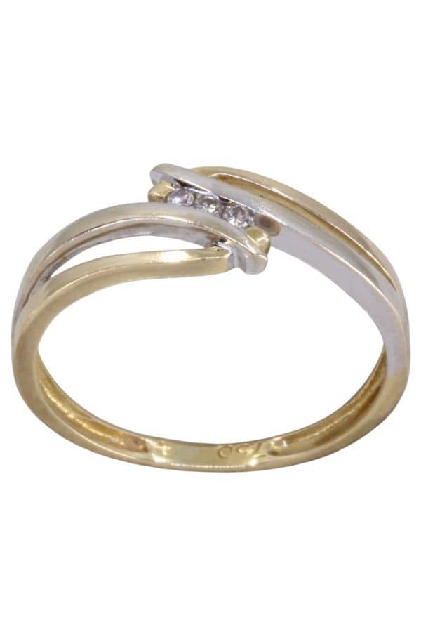 BAGUE MODERNE 2 ORS DIAMANTS, photo 2 sur 3
